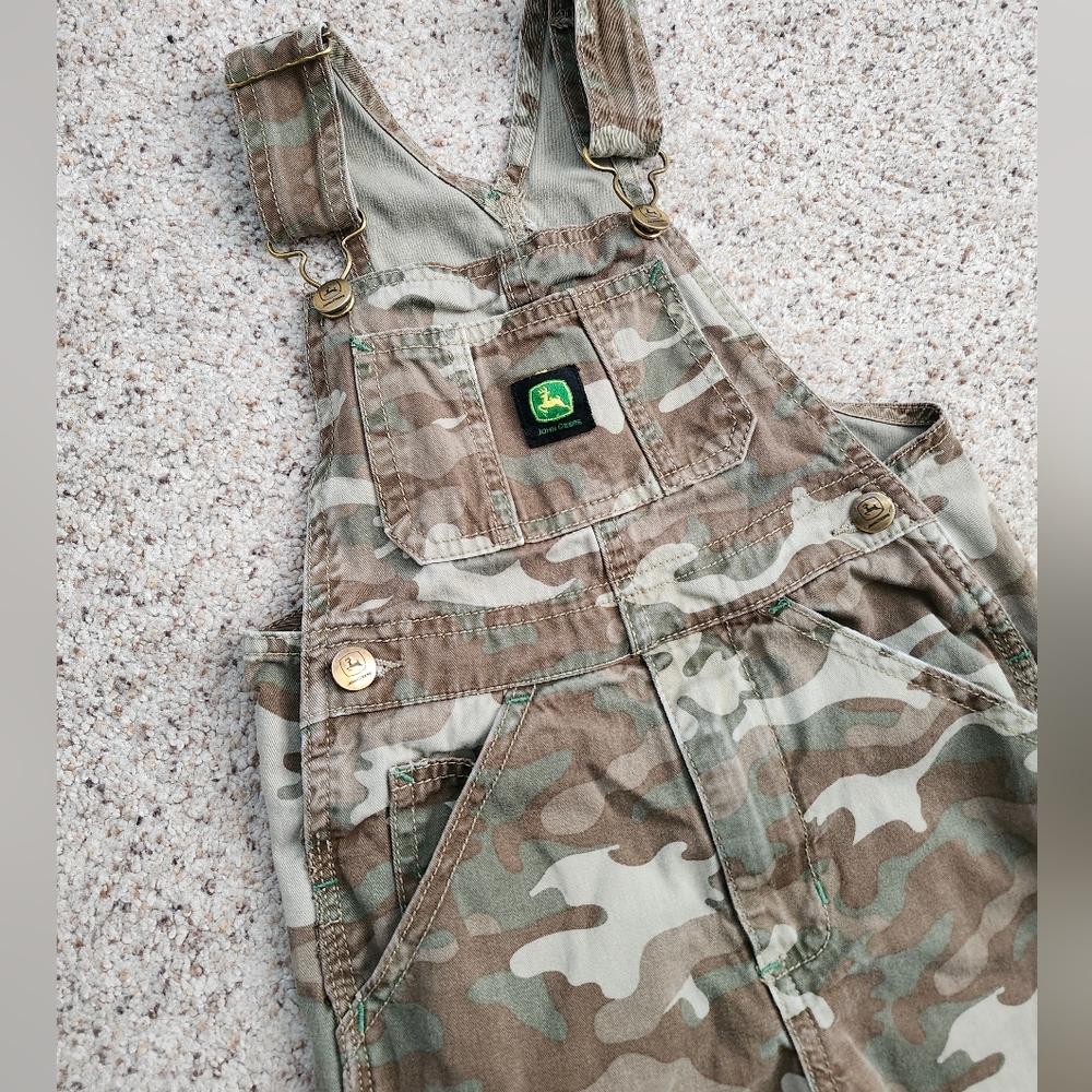 John Deere Camo Kids Overalls in Green and Brown - Picture 2 of 6